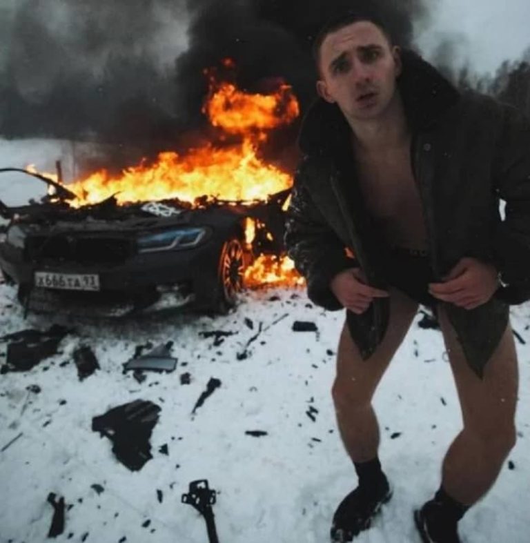 Youtuber russo explode uma BMW para ganhar mais curtidas e seguidores. Fotos: Reprodução | Instagram/ YouTube