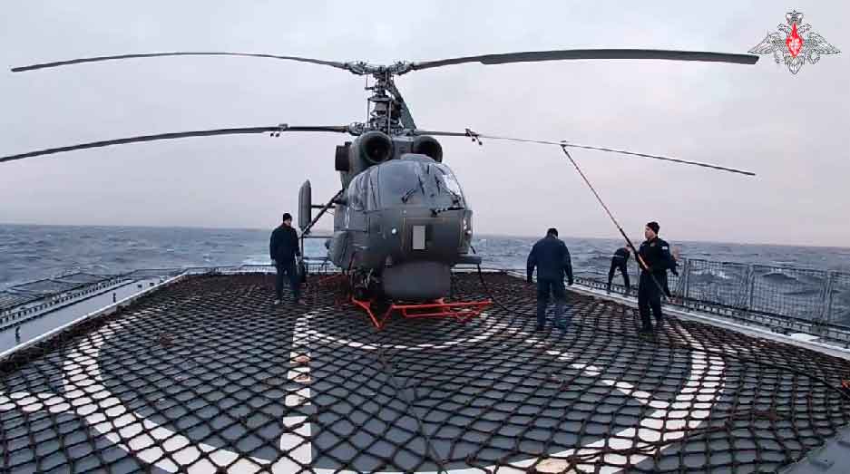 Vídeo mostra o  treinamento das tripulações do helicóptero de guerra anti-submarina Kamov Ka-27. Foto: Reprodução
