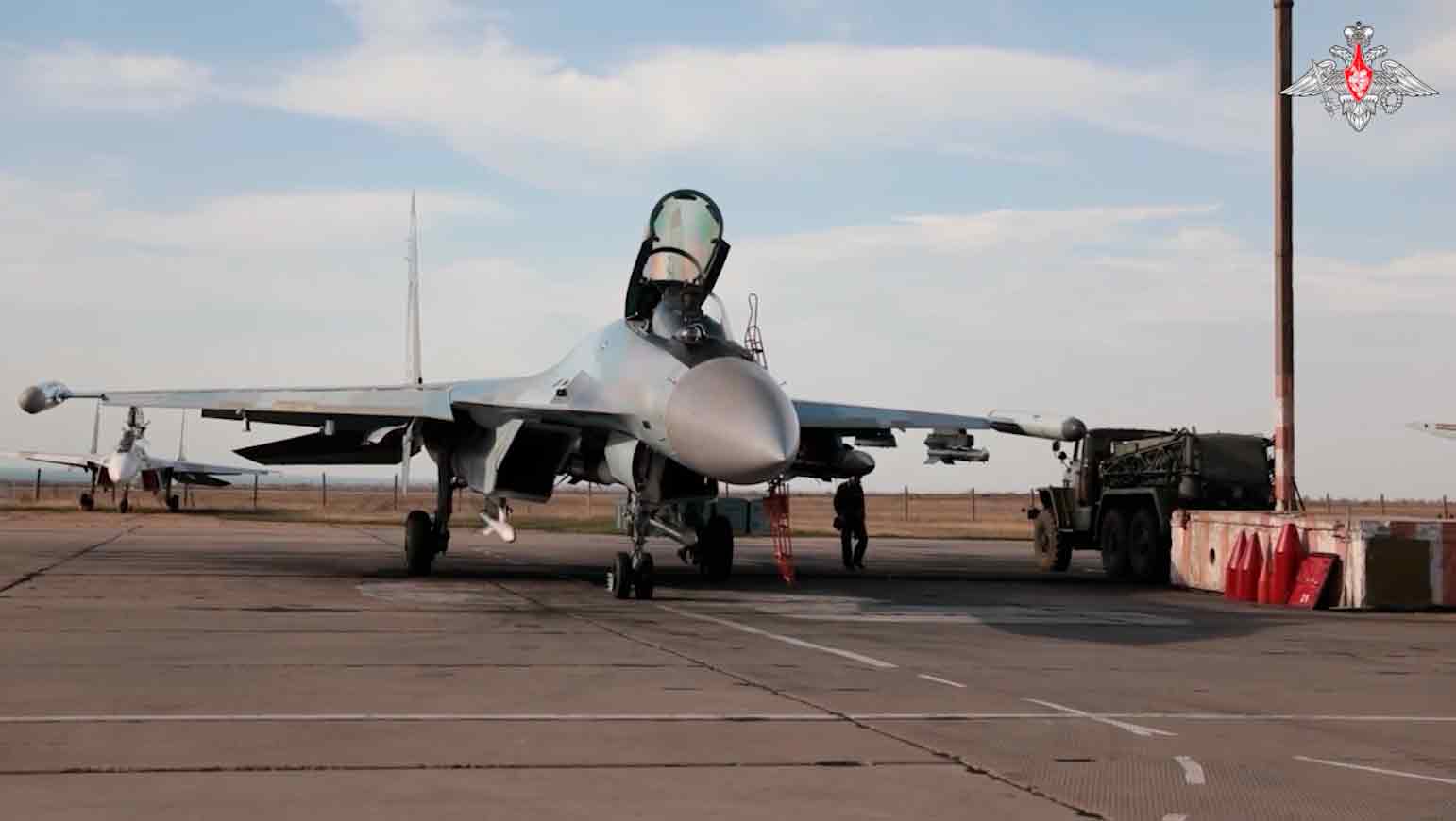 Vídeo divulgado pela Rússia mostra caça Su-35 destruindo aeronave ucraniana