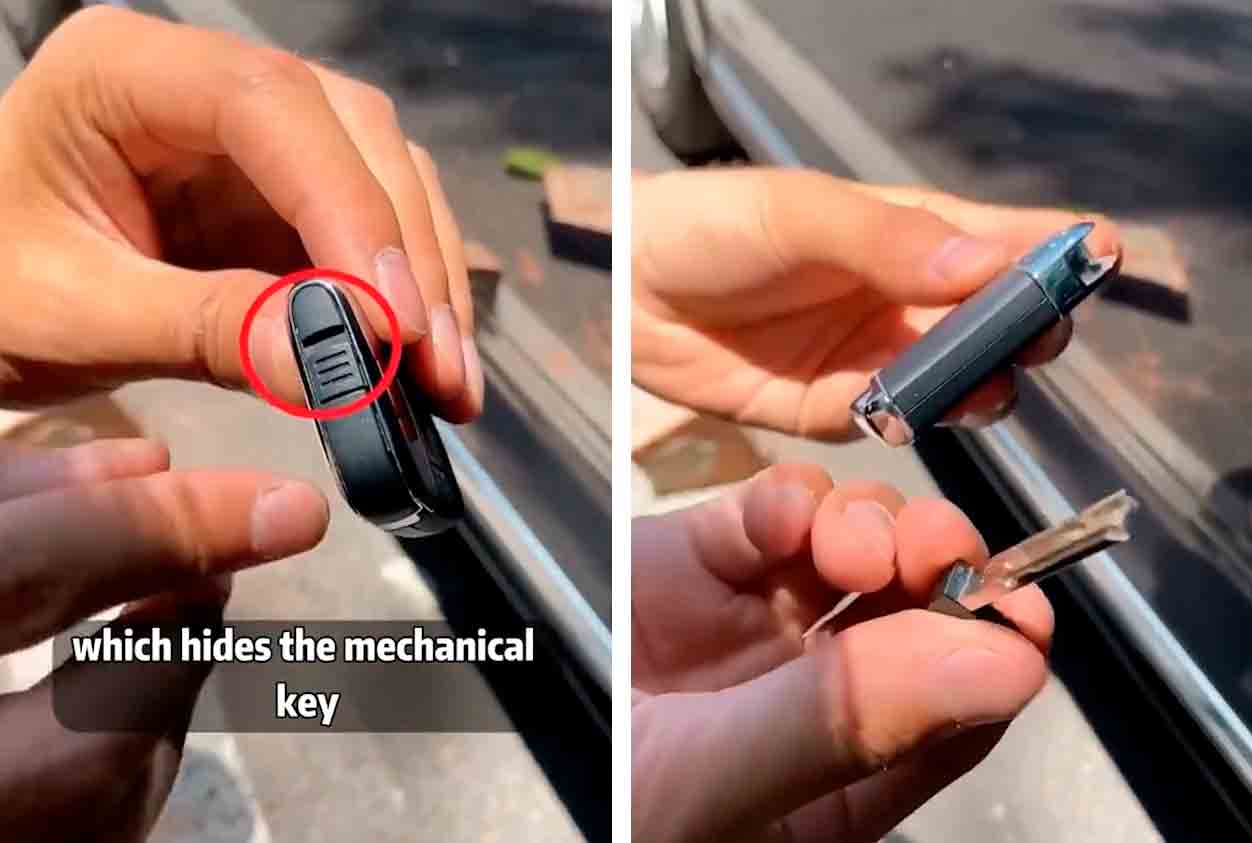 Video menunjukkan trik cara membuka dan menyalakan mobil dengan kunci yang patah. Foto dan video: reproduksi Tiktok @conggeshuoche