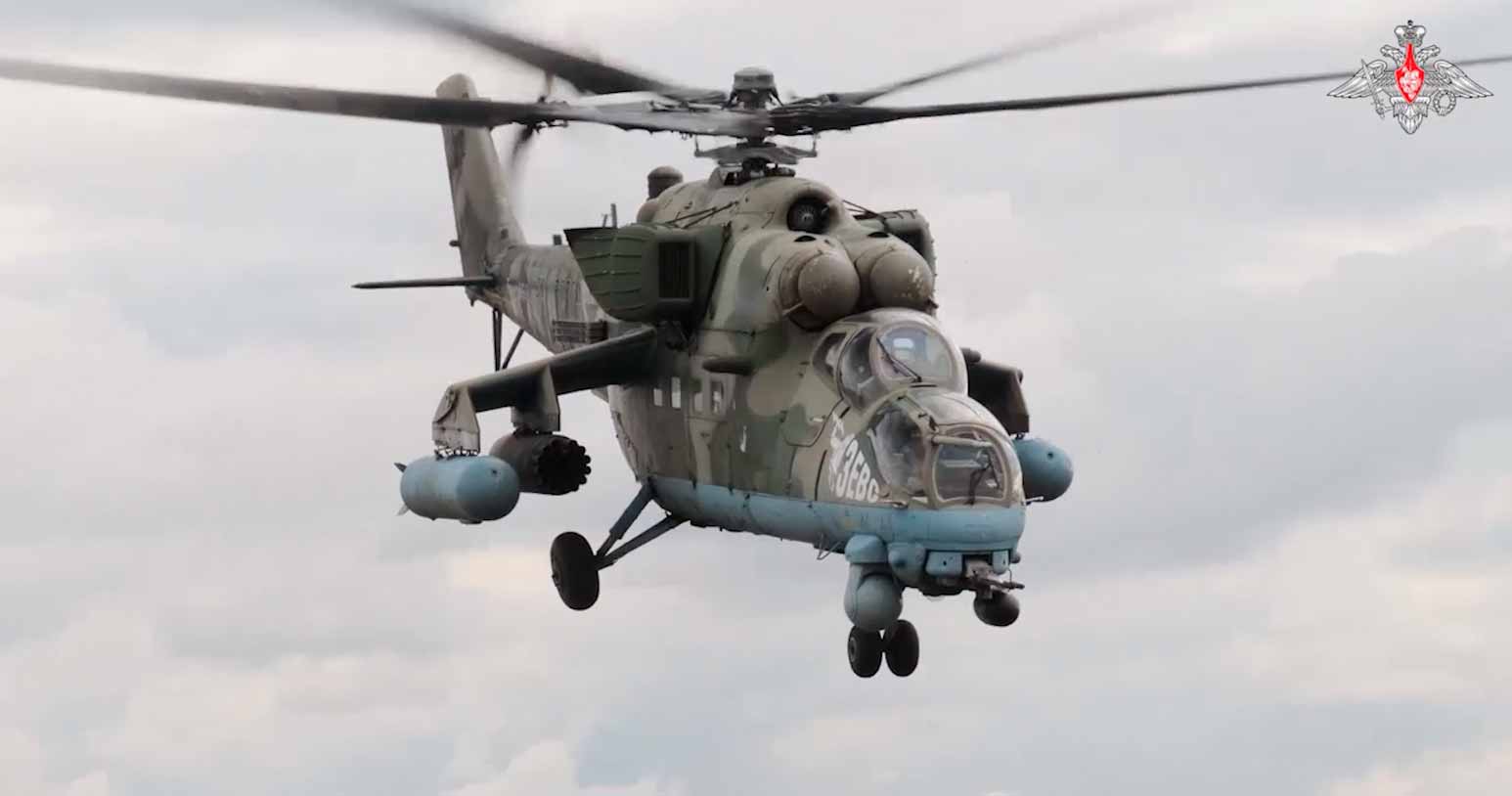 Video viser angreb af Mi-35M helikoptere mod de ukrainske modstandsstyrker. Foto: Gengivelse fra Telegram