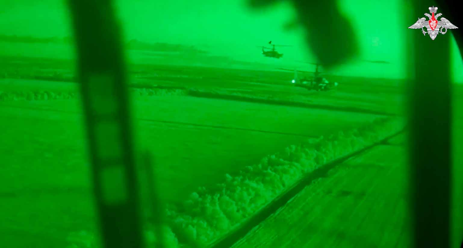 Il video mostra l'operazione notturna degli elicotteri d'attacco Ka-52. Fonte, foto e video: Telegram t.me/mod_russia