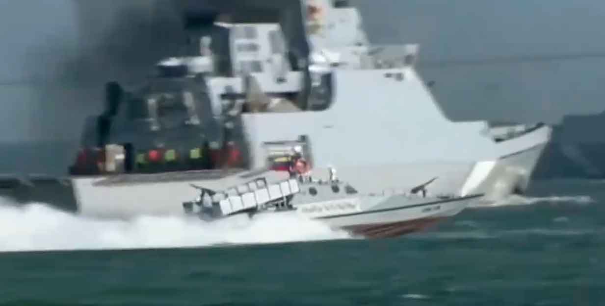 Kapal Rudal Zolfaghar. Foto dan Video: Reproduksi Twitter @GlobeEyeNews