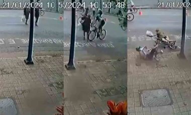 Vídeo: Mulher é atropelada por ciclista durante prova. Foto: Reprodução Twitter
