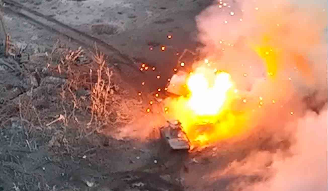 Emboscada ucraniana destrói blindados russos em Kharkiv. Foto e vídeo: Reprodução Telegram t.me
