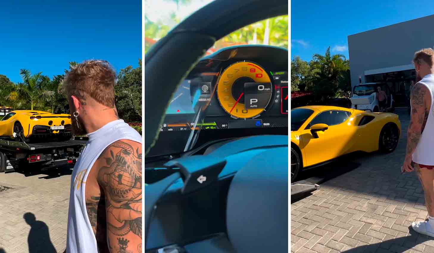 Vídeo: Jake Paul exibe nova Ferrari SF90 Spider de quase $600 mil. Foto e vídeos: Instagram @JakePaul