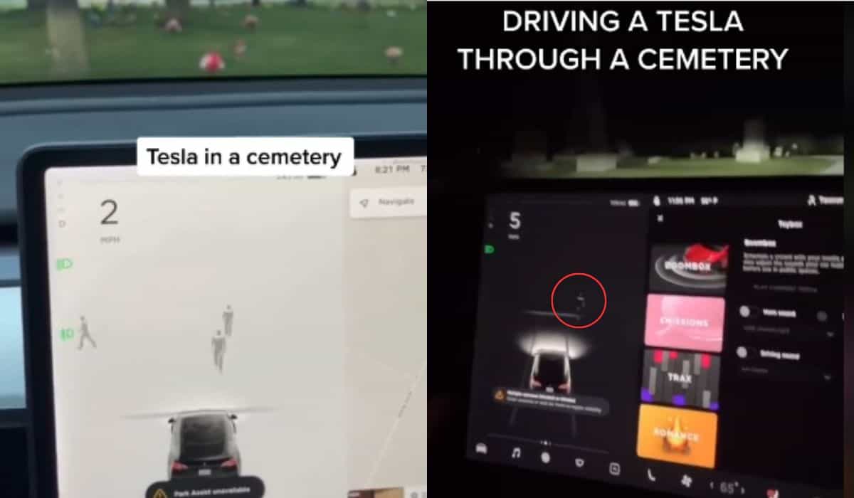 Tesla detecta 'fantasmas' ao andar por cemitério e assusta passageiros