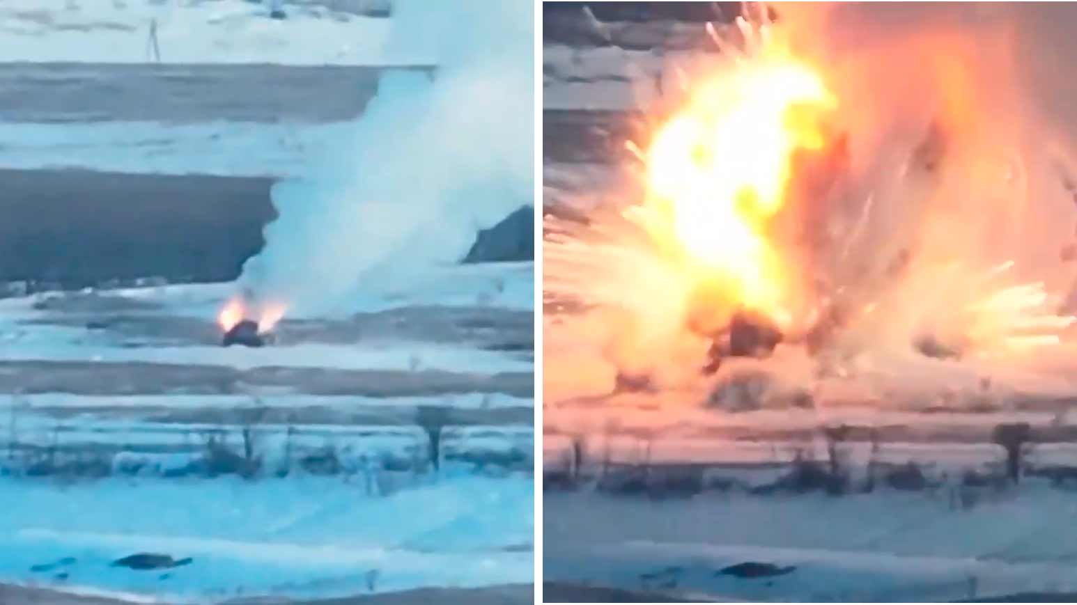 Video: Oekraïense drone vernietigt Russische TOS-1A raketlanceerder en veroorzaakt gigantische explosie. Foto's en video's: Reproductie Twitter @Twiter549856871
