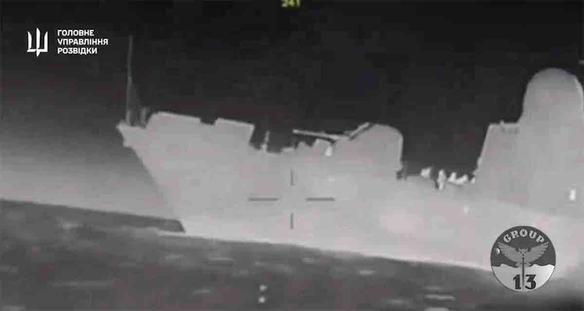 Another Russian ship from the Black Sea Fleet destroyed by Ukrainian drone. Photo: Telegram / DIUkraine