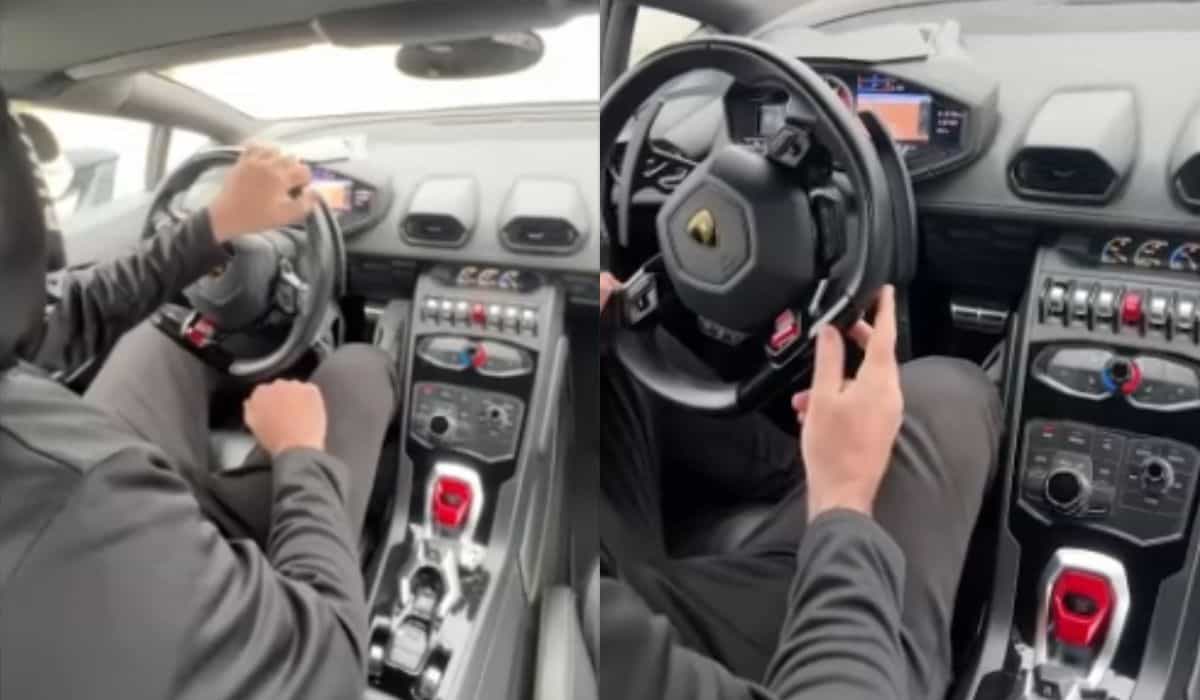 Otrolig video: TikToker som påstår sig resa i tiden visar hur han kör en Lamborghini genom “framtida” öde gator