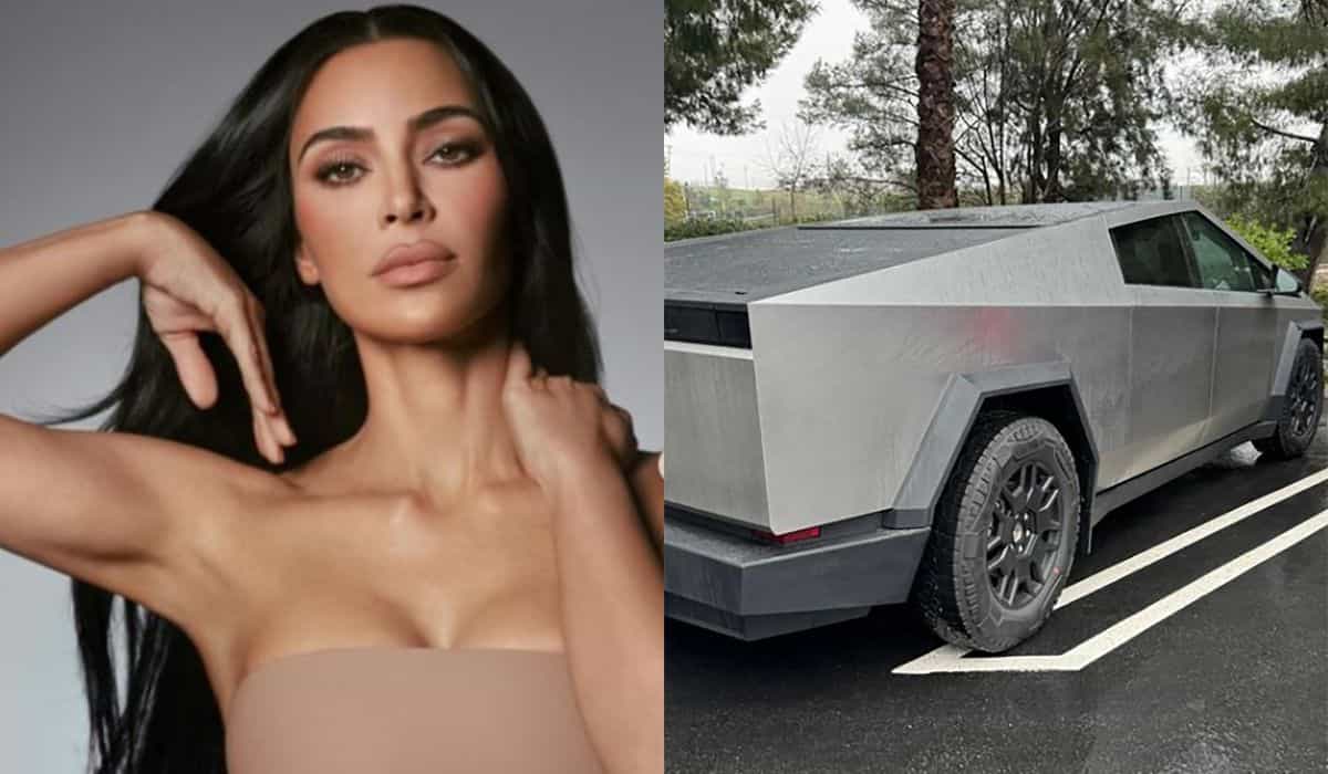 Kim Kardashian exibe sua Tesla Cybertruck de US$ 96 mil e se declara 'mãe descolada'