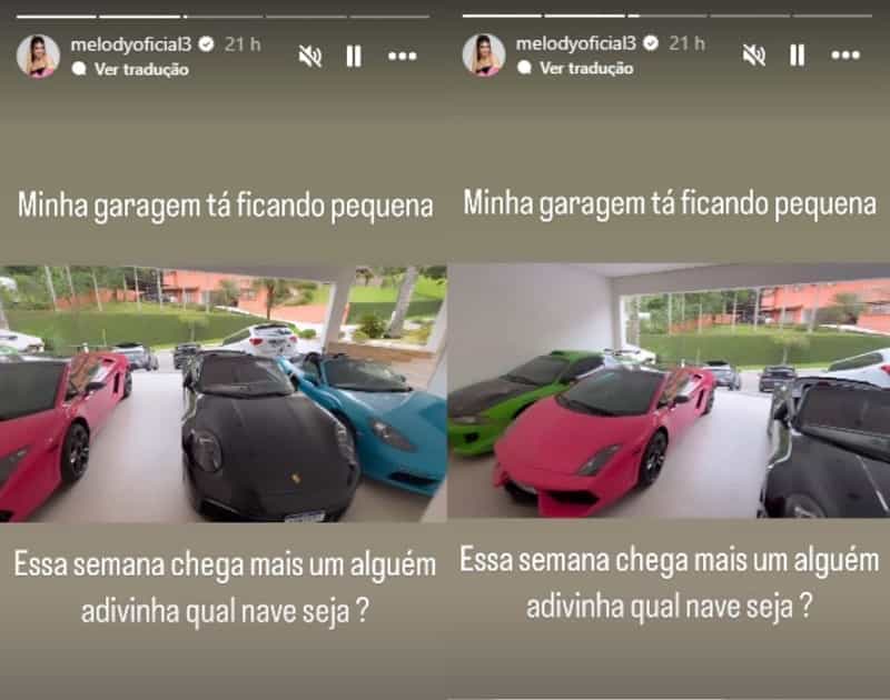 Cantora brasileira de 17 anos exibe coleção de carros de luxo no Instagram (Instagram / @melodyoficial3)