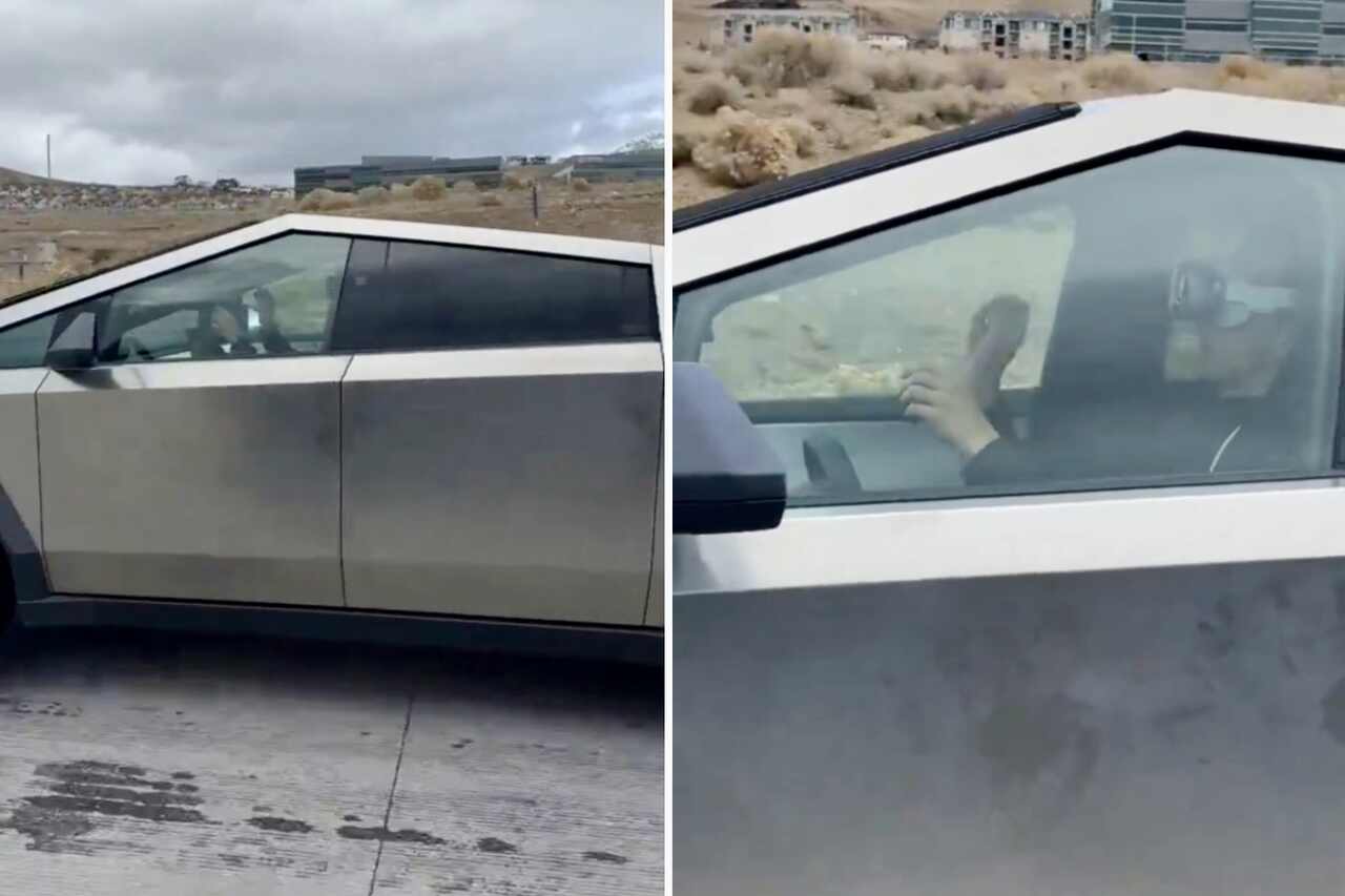 Etter å ha blitt filmet mens han brukte Apple Virtual Reality-briller mens han kjørte Tesla Cybertruck, blir sjåføren viral på sosiale medier. Foto: Reproduksjon/Twitter