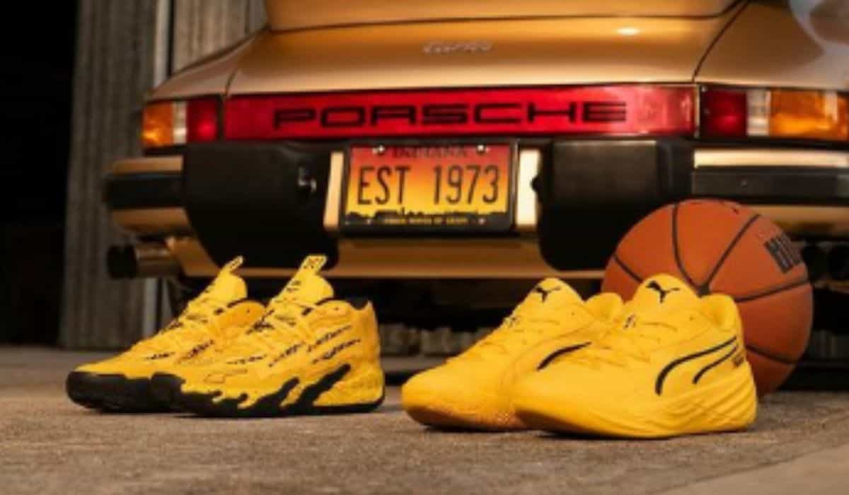 Lansering av basketsskor med design inspirerade av sportbilar av Porsche och Puma. Foto: Reproduktion Instagram @pumahoops | @porscheusa