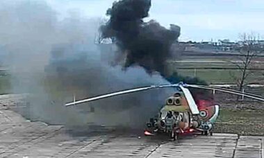 Vídeo mostra drone destruindo um helicóptero militar na Transnístria