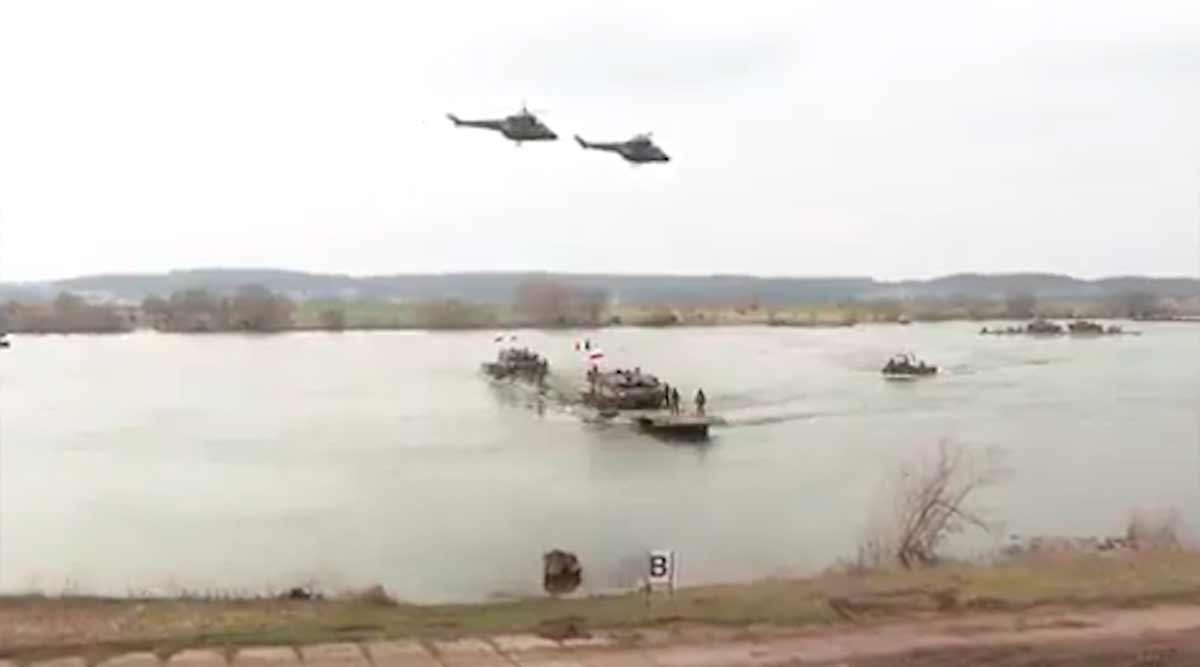 Vidéo : Les troupes de l'OTAN déplacent des chars à travers la Pologne. Photo et vidéo : Twitter @front_ukrainian