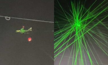 Deltagare i festival i Mexiko kritiseras på webben för att peka laserstrålar på ett flygplan. Foto: Reproduktion Instagram @ariaestef1