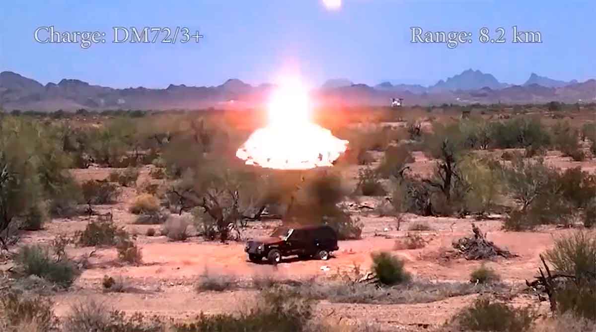 Video viser ødelæggelsen af de nye RALEC F3-munitioner sendt fra Frankrig til Ukraine. Reproduktion Twitter @TOGAjano21