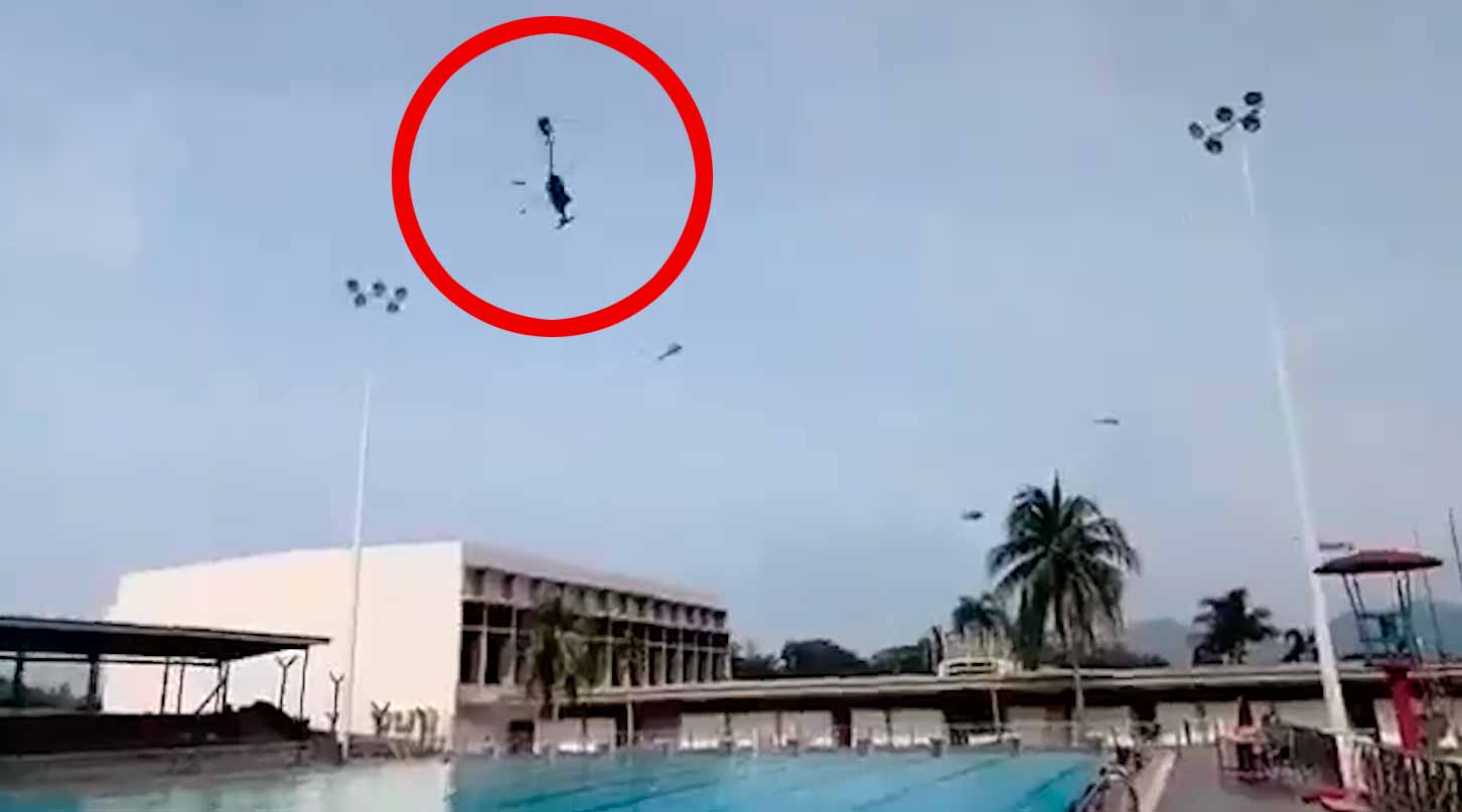 Videó: Két Malajziai Királyi Haditengerészet helikoptere ütközik a levegőben. Videó: Twitter @sentdefender reprodukció.