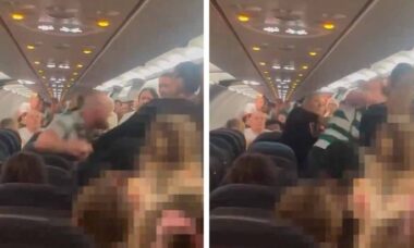 Video: Passenger causes massive brawl and strikes police officers on EasyJet flight. Photo and video: Reproduction Twitter @HavaSosyalMedya.
