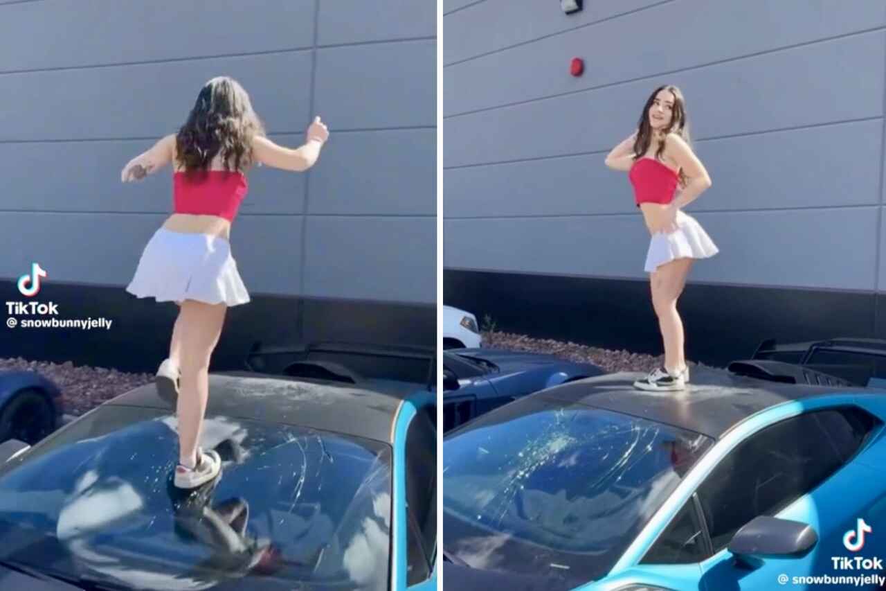 Vrouw breekt Lamborghini voorruit om TikTok-dans uit te voeren