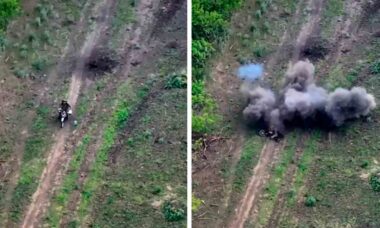 Vídeo: Drone atinge um "motociclista de combate" russo. Foto e vídeo: Telegram @strikedronescompany