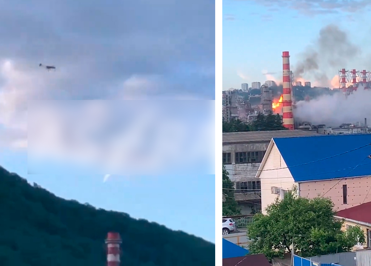 Dróntámadás Éri Oroszországi Olajfinomítót. Fotó és videó: Twitter @ukraine_map / Telegram/Astra 