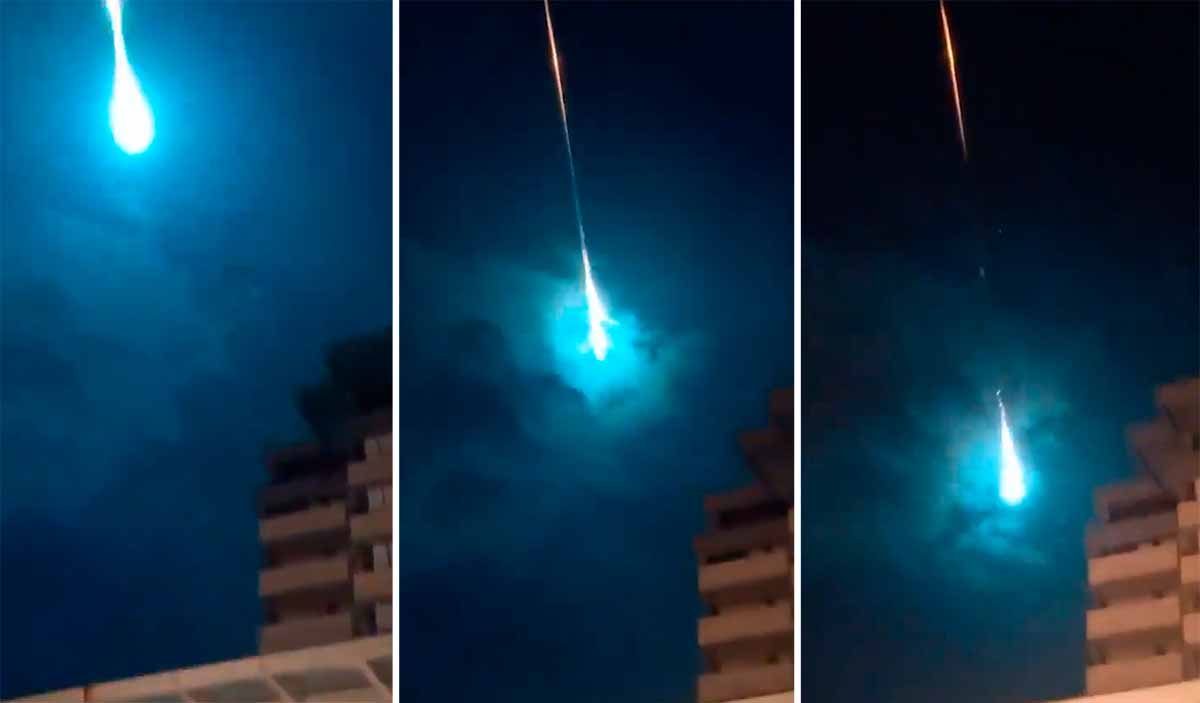 Wideo pokazuje dziwny niebieski obiekt przelatujący przez niebo nad Europą. Zdjęcia i wideo: Reprodukcja Twitter @tylerduran21 @chockietee @Defundmedianow