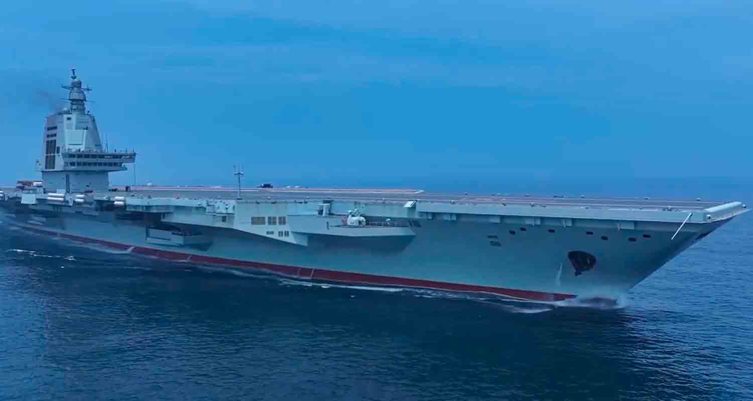Video toont details van de nieuwe Chinese vliegdekschip Type 003 Fujian tijdens zeetesten. Foto's en video's: Reproductie Twitter @Nickatgreat1220