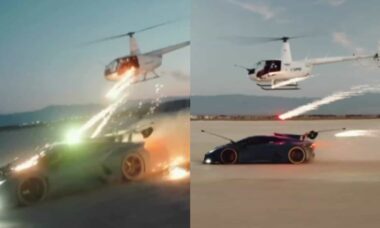 YouTuber enfrenta acusações por vídeo de fogos de artifício em helicóptero sendo disparados contra uma Lamborghini (Instagram / @1886forgedwheels)