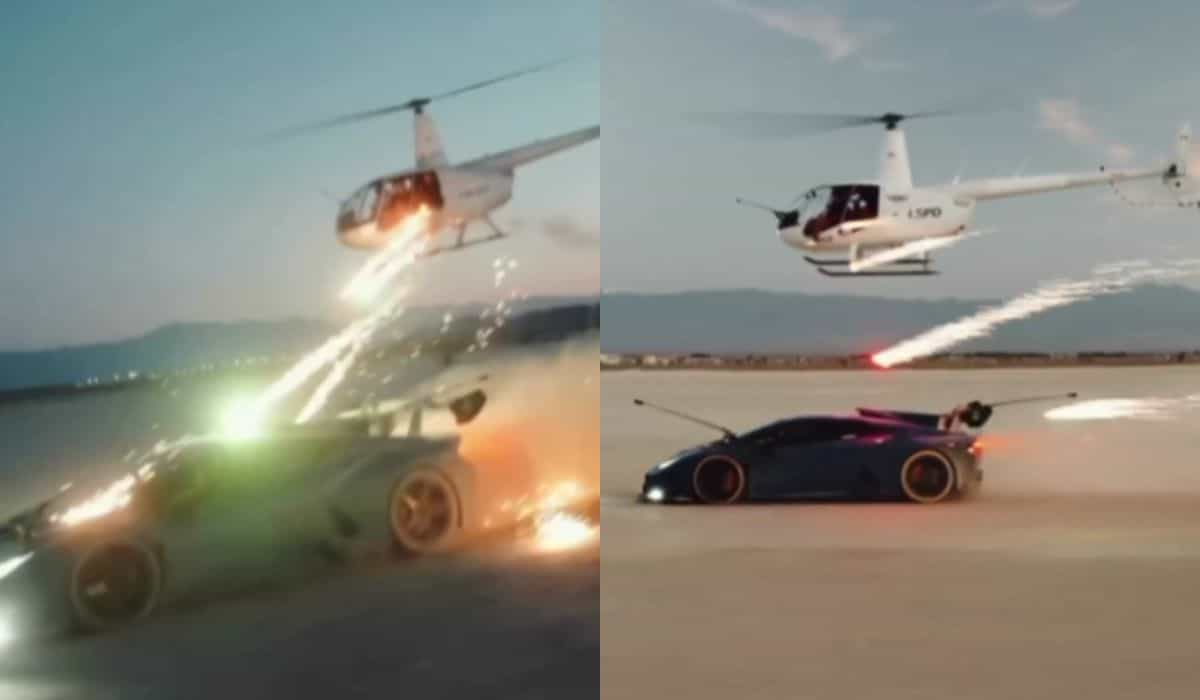 A YouTuber faces charges over a video of fireworks being shot from a helicopter at a Lamborghini (Instagram / @1886forgedwheels)