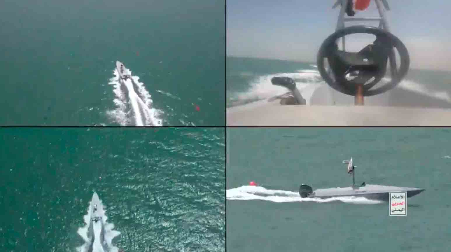 Houthis divulgam vídeo de novo drone naval que atacou embarcação no Mar Vermelho. Fotos e Vídeo: Reprodução Houthi Media MMY.YE