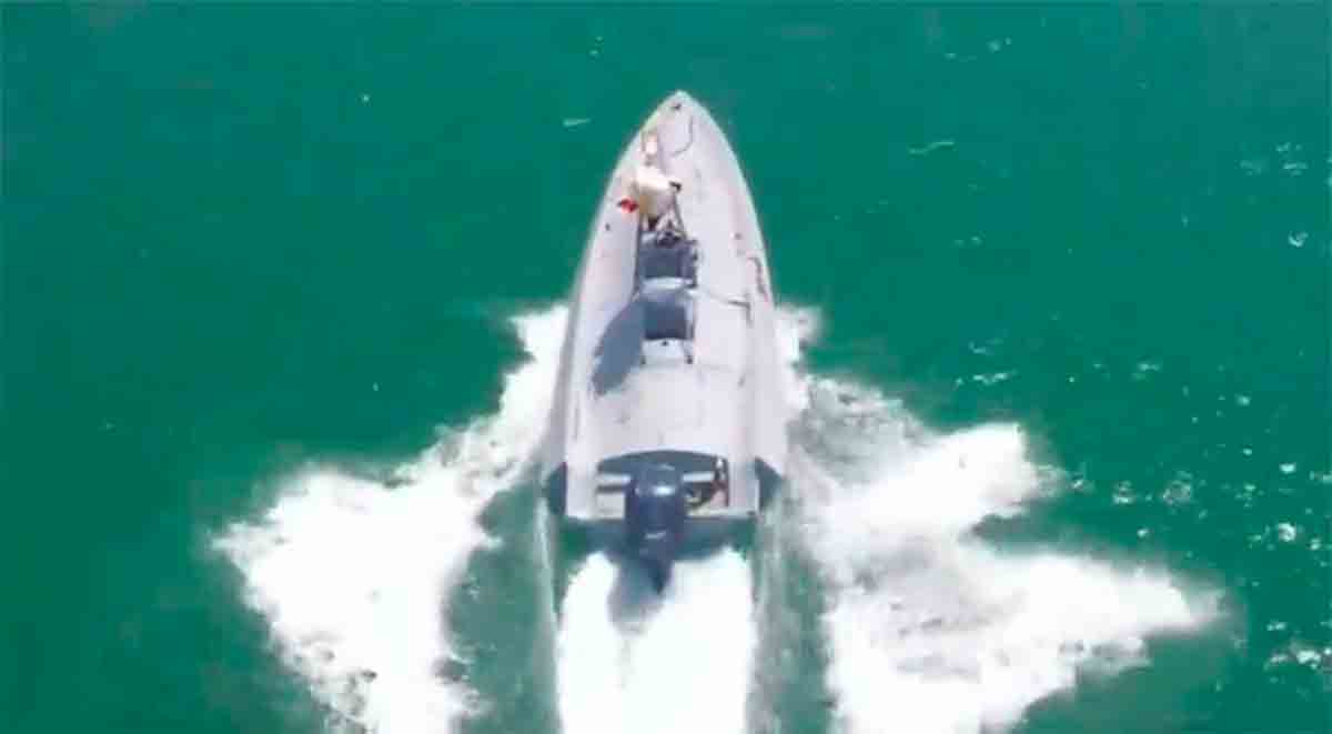 Houthi's publiceren video van nieuwe marinedrone die schip in de Rode Zee aanviel. Foto's en Video: Reproductie Houthi Media MMY.YE
