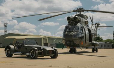 Caterham cria fusão entre carro e helicóptero com o Seven 360R em parceria com a Força Aérea Real