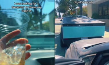 Homem confunde Cybertruck da Tesla com caçamba de lixo e vídeo viraliza no TikTok