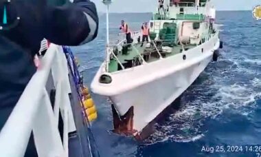 Tensão aumenta no Mar da China Meridional com colisões entre navios chineses e filipinos. Fotos e vídeos: Twitter @jaytaryela