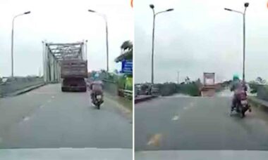 Vídeo mostra o momento aterrorizante em que ponte desaba após tufão no Vietnã. Foto e vídeo: X @offroadvietnam