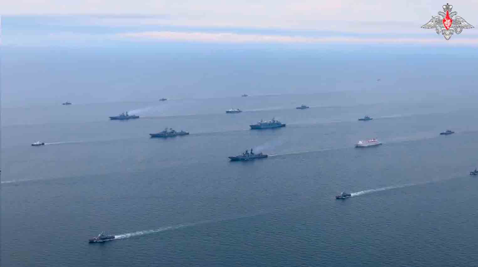 Russia launches largest naval exercise since the Soviet era with over 400 warships. Photo: @mod_russia