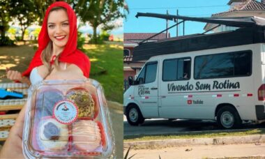 Mulher viaja pelo Brasil de motorhome e ganha a vida vendendo doces vestida de "Chapeuzinho Vermelho"