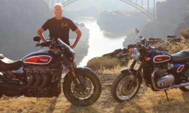 Triumph comemora 50 anos do "Rocket Jump" de Evel Knievel com motos personalizadas