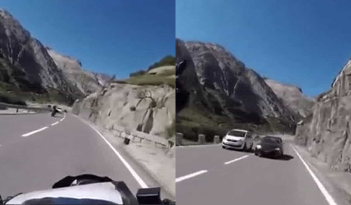 Reckless driver overtakes in blind curve and nearly causes tragedy on Los Angeles road