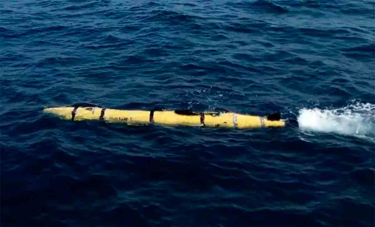 Houthis do Iêmen revelam novo submarino não tripulado "Al-Qari'a". Foto : Telegram @Irnaen