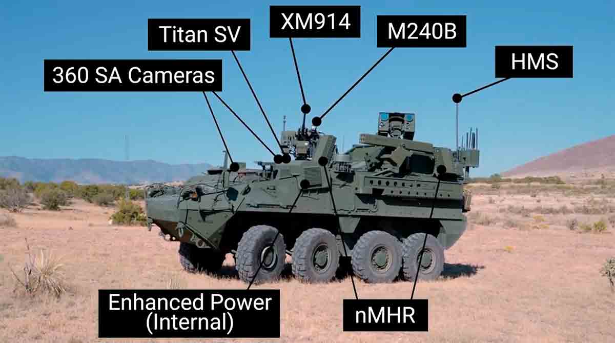 Leonardo onthult nieuw laser-luchtverdedigingssysteem gebaseerd op het Stryker-voertuig. X @LeonardoDRSnews