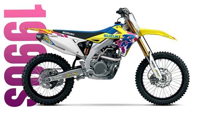 Suzuki celebra 50 anos de motocross com kits gráficos retrô que resgatam clássicos das décadas passadas (Site oficial - Suzuki)