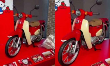 Honda lança Super Cub especial em homenagem aos 50 anos da Hello Kitty no Japão