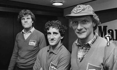 Huub Rothengatter, Alain Prost e Niki Lauda - 1984 - Foto: Wikimedia