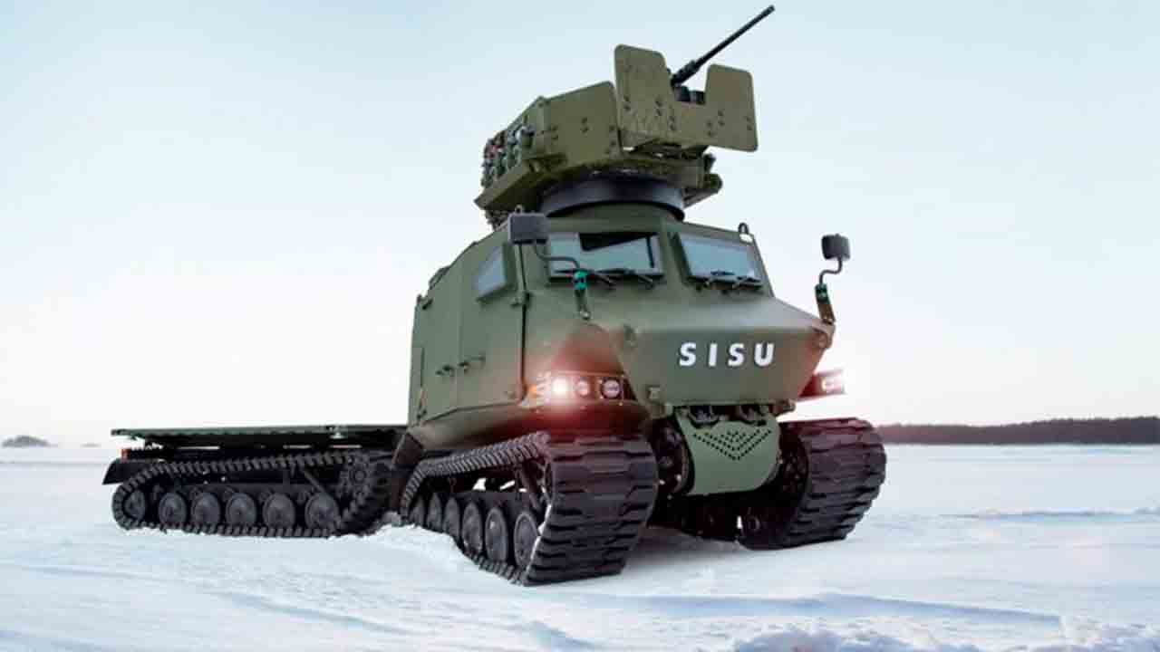 a military vehicle in the snow