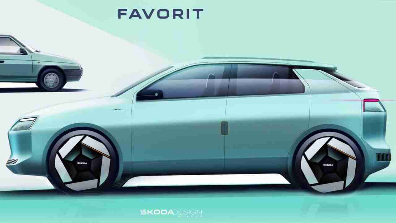 Skoda reinventa o clássico Favorit de 1987 em conceito elétrico com visual futurista