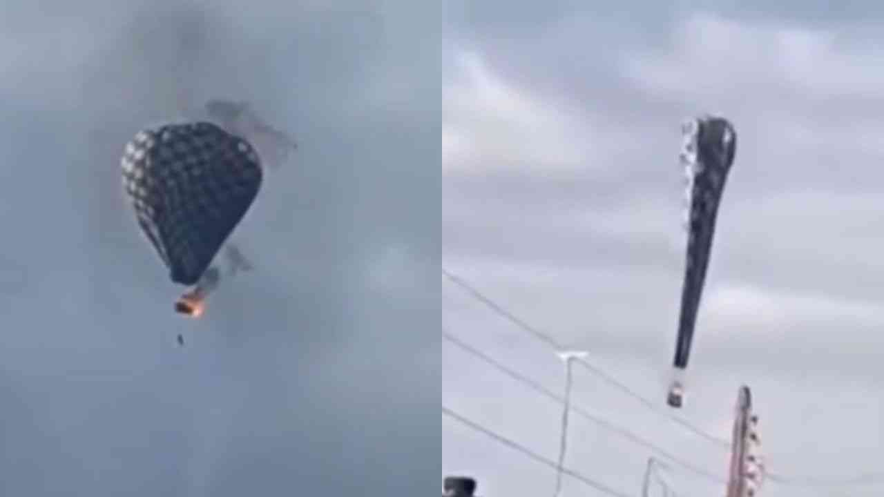 Varmluftballon bryder i brand og styrter ned under festival i Mexico – én død og flere sårede (X @esprimeralinea)