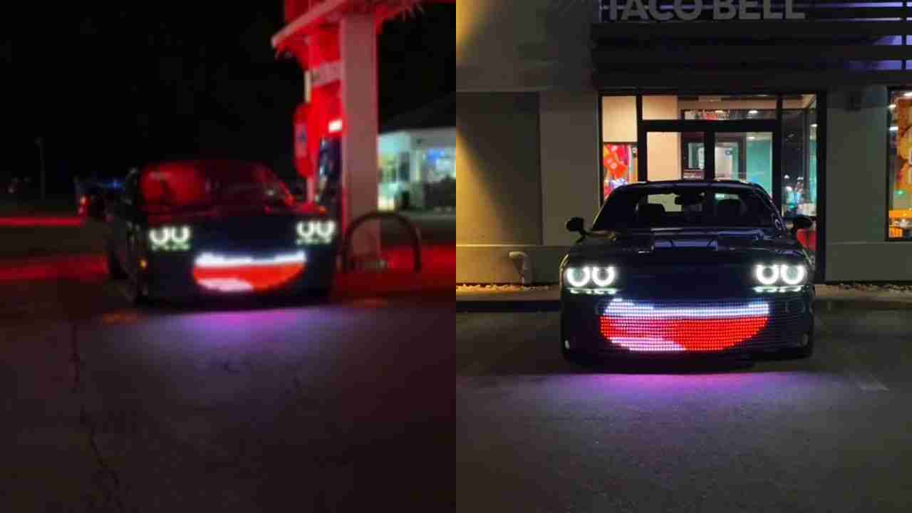 Dodge Challenger com "boca" de LED que canta músicas viraliza nas ruas e nas redes sociais
